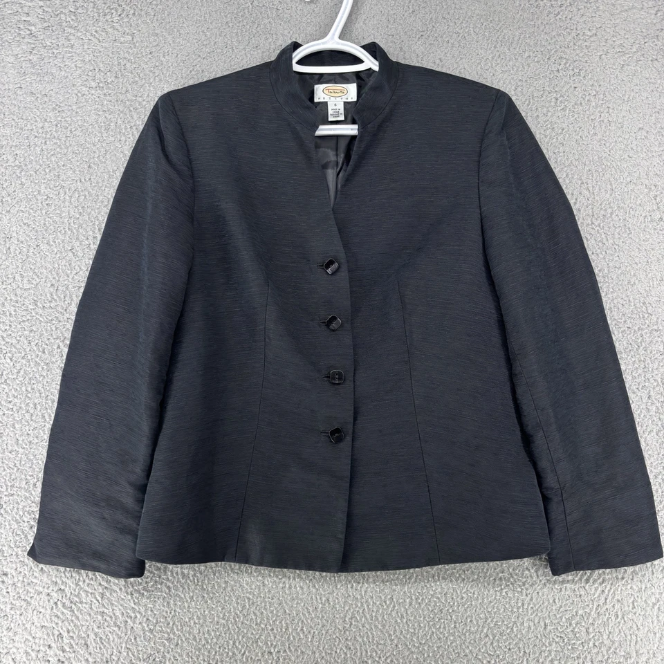 Blazer vintage Talbots para mujer 6 Petite negro seda lino clásico chaqueta de 4 botones Foto 1 de 4