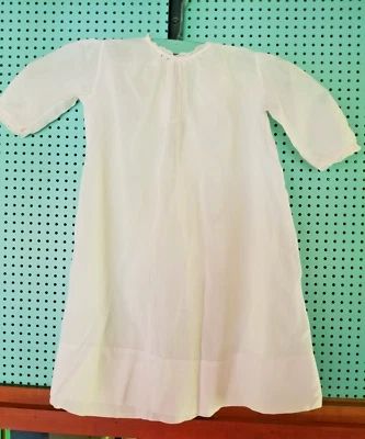 Antiguo Vestido Infantil con Dobladillo Profundo, Lt Rosa Encaje Mangas y Cuello, Algodón Foto 1 de 4