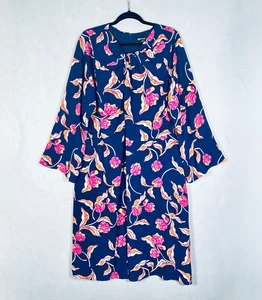 Maggie London Dress Womens 22W Pink Stretch Floral Ruched Neck Midi - Picture 1 of 14