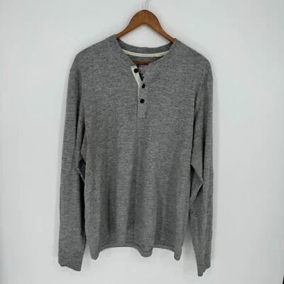 Rag & Bone Grey Heather Long Sleeve Henley XL Cotton Blend - Image 1 of 4