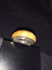 USA Navajo Womens Yellow Gold Turquoise Sterling Silver Ring Size 6.5 01795
