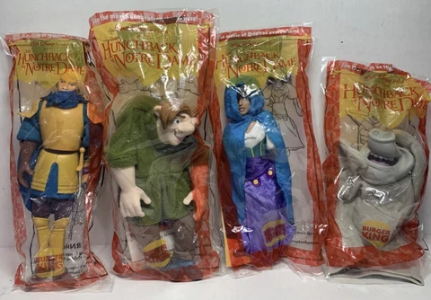 Set 4 Vintage 1996 Burger King Disney Hunchback of Notre Dame Plush Puppet Toys Cover