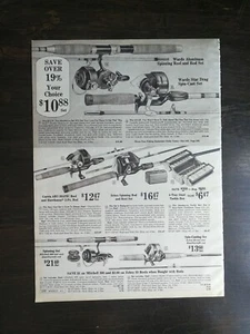Vintage 1966 Montgomery Wards Fishing Poles Two Page Ad - Picture 1 of 2