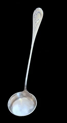 Antique silver soup ladle Cover