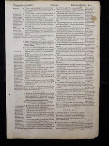 1597 GENEVA BIBLE LEAF PAGE * BOOK OF PSALMS 53:3-58:11 * TEARS OF THE SAINTS * - Picture 1 of 4