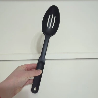 The Pampered Chef Slotted Black Nylon Cooking Serving Spoon Heat Resistant 425° - Image 1 of 4