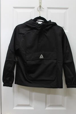 Sudadera/chaqueta con capucha y media cremallera Reebok Striker para niños-negra-pequeña (6/7)-NUEVA CON ETIQUETAS Foto 1 de 2