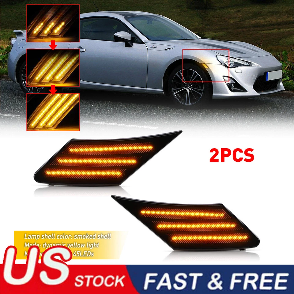 2x Luces de señal de giro LED laterales ahumadas para Subaru BRZ Scion FRS 86 Toyota Foto 1 de 4