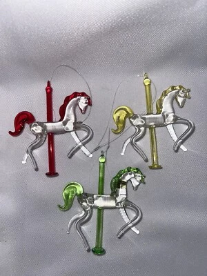 Silvestri выдувное стекло карусель украшения лот из 3 красный желтый зеленый редкая находка - Изображение 1 из 4