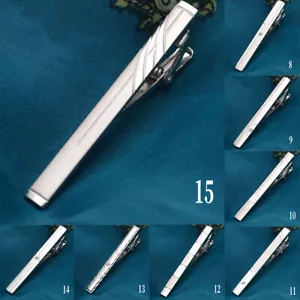 Silver Diamond Mens Stainless Steel Suits Tie Clip Necktie Bar Clasp Clamp Pin - Picture 1 of 31