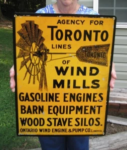 TORONTO Windmills Gasoline Engines Barn Equipment Farm Silos Advertising Sign - Picture 1 of 2