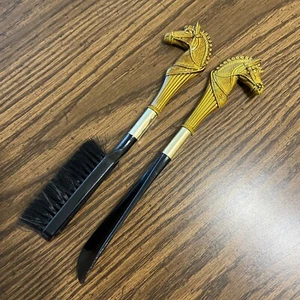 Vintage Horse Head Shoe Brush & Shoe Horn Equestrian Made in Japan - Picture 1 of 8