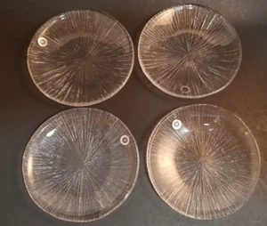 Sasaki Glassware Japan set of 4 Rain Bread Butter Dessert plates 6" NEW - Picture 1 of 2