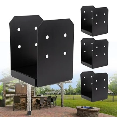 Soporte base de poste 8x8 para pérgola acero recubierto de polvo negro con separador de 1" 4 piezas Foto 1 de 4