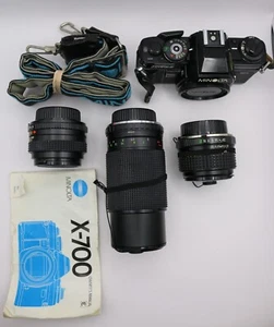 Minolta X-700 SLR 35mm Film Camera + 50mm f/1.7, 28mm, 80-200mm Lenses – Tested - Picture 1 of 24