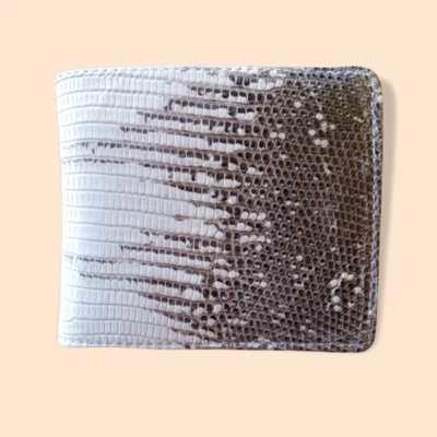 Cartera de piel de lagarto genuina. Cartera plegable natural para hombre Foto 1 de 4