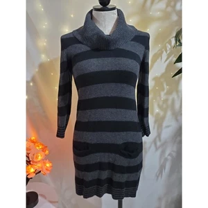Express Striped Wool Blend Cowl Neck Long Sleeve Sweater Dress Womens Size S - Picture 1 of 8