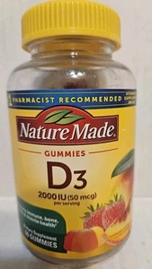 Nature Made Vitamin D3 Gummies-2000 IU (50 mcg)-60 Count Unopened Expires 2/26 - Picture 1 of 5