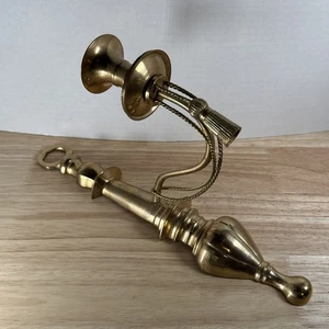 Vintage India Brass Rope Candle Holder Wall Sconce Single Tassel Decor Patina - Picture 1 of 8