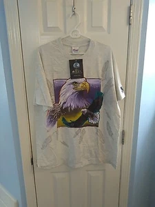 Vintage HANES Beefy Sz XL Bald Eagle Feathers T-Shirt USA Single Stitch NWT's - Picture 1 of 7