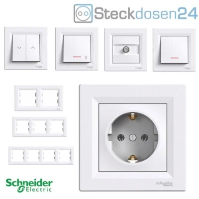 Schuko Steckdose Schneider Asfora Steckdosen Ausschalter Wechselschalter Taster - Bild 1 von 4