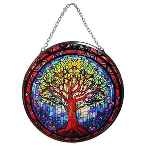 6-Inch Tree of Life Stained Glass Suncatcher | Elegant Window Decor - Picture 1 of 7
