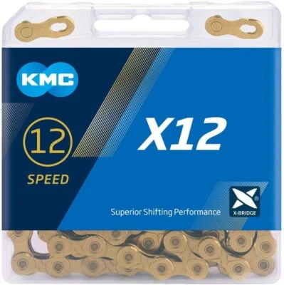 KMC X12 12-Speed Ti-N Gold 126L Chain with Quick-Link - Image 1 of 3