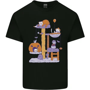 Cat Villians Funny Halloween Horror Kids T-Shirt Boys Girls - Picture 1 of 17