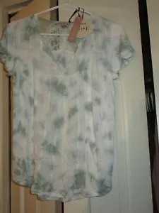 Women's Short Sleeve V-Neck Tie-Dye T-Shirt Knox Rose Green XS - Picture 1 of 4