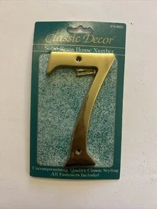 6" Klassisches Dekor Massives Messing Hausnummer #7 Abmessungen 6" Hoch Neu im Karton - Bild 1 von 1