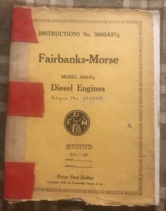 Fairbanks-Morse Instructions Model 36A5 1/2 1937 Diesel Engines - Picture 1 of 6