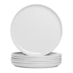 Double Line 10.5" Dinner Plate Set of 6 1 Pack White - Picture 1 of 6