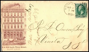 EDSROOM-20 Indian Territory AD COVER ROBERT D PATTERSON & CO ST LOUIS 2-2-1883 - Picture 1 of 1