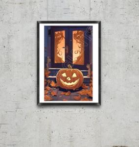 HALLOWEEN KÜRBIS Kunstdruck - Bild 1 von 2