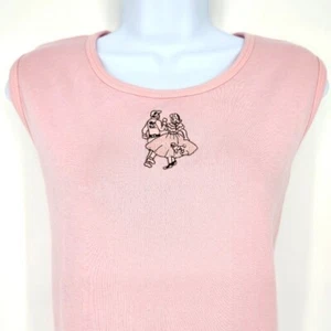 VTG LasOlas Women's Sleeveless Top Size L Pink Rockabilly Poodle Skirt Patch - Picture 1 of 8
