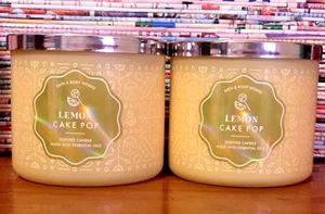 LEMON CAKE POP  CANDLE LARGE 14.5oz 3 wick Bath Body Works White Barn SOY WAX 2 - Picture 1 of 2