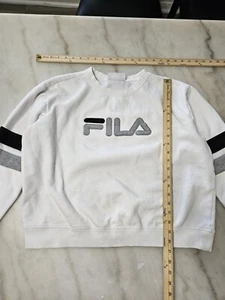 FILA Sweatshirt Womens XL White Crewneck Embroidered Logo Long Sleeve - Picture 1 of 8