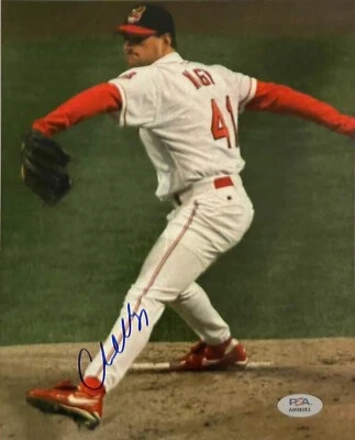 Foto 8x10 firmada por Charles Nagy autografiada de los Indios de Cleveland PSA/DNA Foto 1 de 2