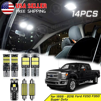 Kit de paquete de luces interiores LED blancas 14x para Ford F250 F350 Super Duty 1999-2016 Foto 1 de 4