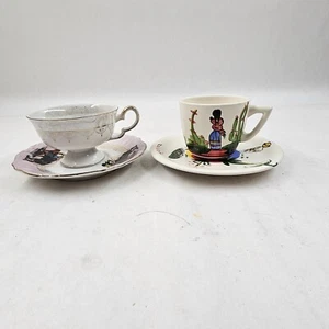 Set Of 2 Vintage Mexico Souvenir Tea Cups With Saucers - Picture 1 of 20