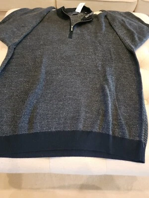 Toscano свитер мужской XXL пуловер шерсти/акриловый четверть молнии черный/узор новый с Ярлыками - Изображение 1 из 4