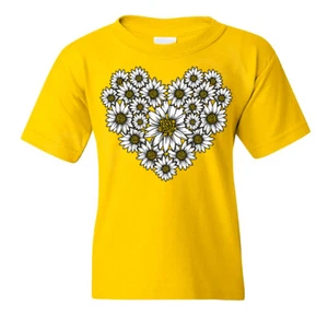 🔥 Heart Of Daisies Youth Boys Girls T Shirt Love Flowers Nature Daisy Flower - Picture 1 of 9