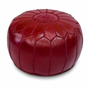 Leather Moroccan Pouf, Ottoman, Burgundy , wedding gifts home decor, Footstool, 
