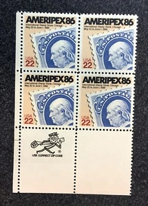 1985USA #2145 22c Ameripex 86 - Zip Block of 4 Mint - Picture 1 of 2