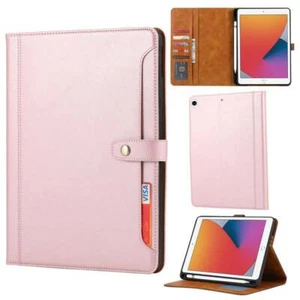 Stand Wallet Cover Pen Slot For iPad 5678 10.2 10.9 11 13 inch 2025 Air Pro Case - Picture 1 of 24