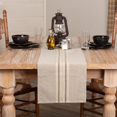 Table Runner Sawyer Mill Charcoal Stripe Farmhouse 13x72 Rect Kitchen VHC Brands - Image 1 of 4