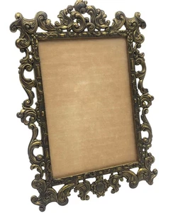 Italian Brass Easel Picture Frame 3 x 4.5" Ornate Vintage - Bild 1 von 5