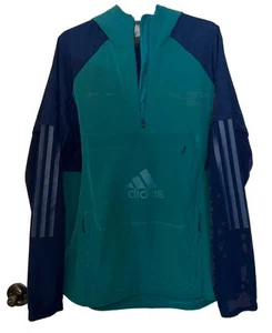 Chaqueta Adidas Para Hombre Correr Con Capucha 1/4 Cremallera Verde/Azul Pequeña - Imagen 1 de 13