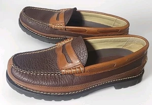 L.L. Bean Allagash Bison Leather Penny Loafers 244478 Mens 9 Preppy Old Money - Picture 1 of 10