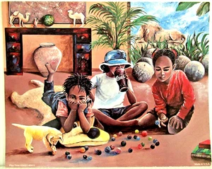 "SPIELZEIT" ~ (8" X 10") ~ ** KINDER SPIELEN MIT MURMELN / COCA-COLA ** - Bild 1 von 6